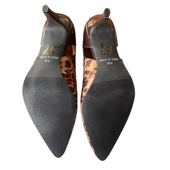 Midnight Velvet Womens Heels Slip On Pumps Leopard Print Chocolate Patent Sz 9 - Picture 5 of 7